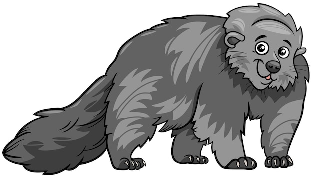 Ilustración de dibujos animados de personajes animales como el gato oso o el binturong
