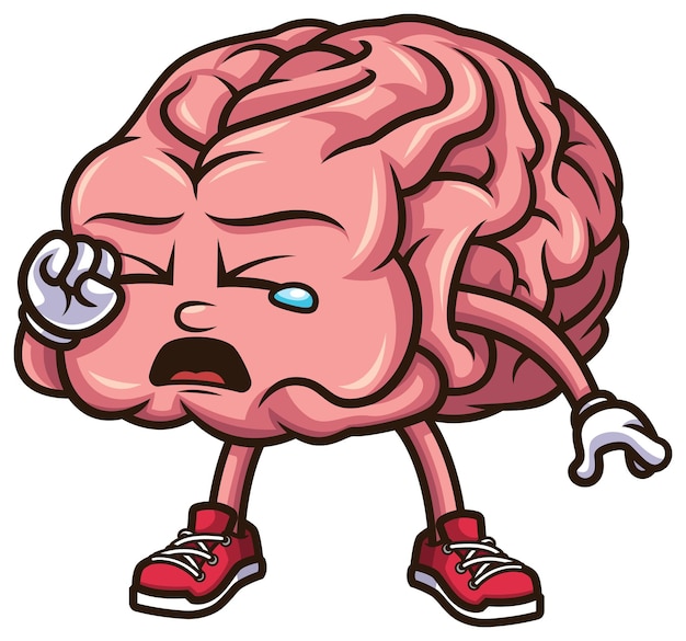 Ilustración de dibujos animados de personajes de cerebro llorando