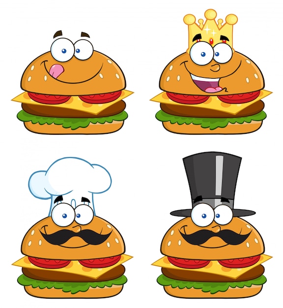 Vector ilustración de dibujos animados de personajes de hamburguesa