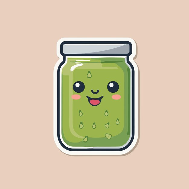 Ilustración de dibujos animados de personajes de la jarra de pepinillos Kawaii