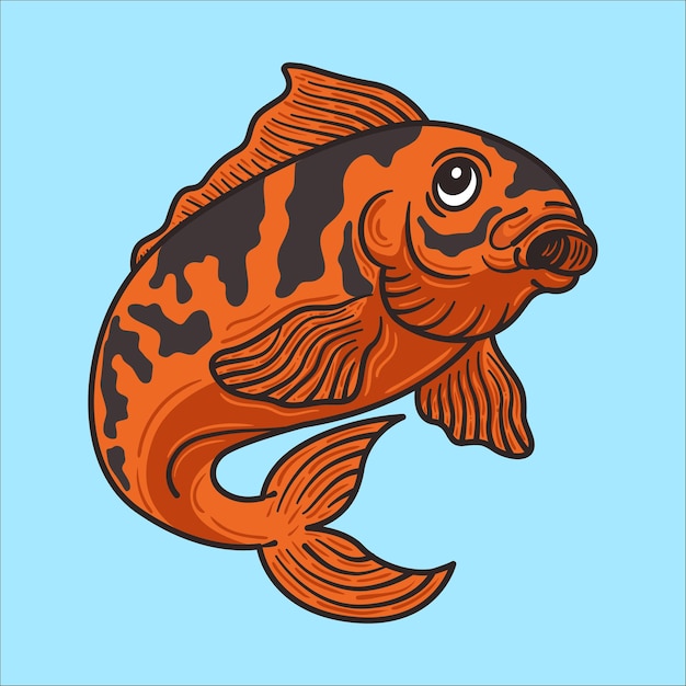 Ilustración de dibujos animados de personajes de peces Koi