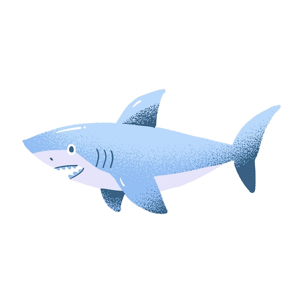 Ilustración de dibujos animados del pez tiburón plano