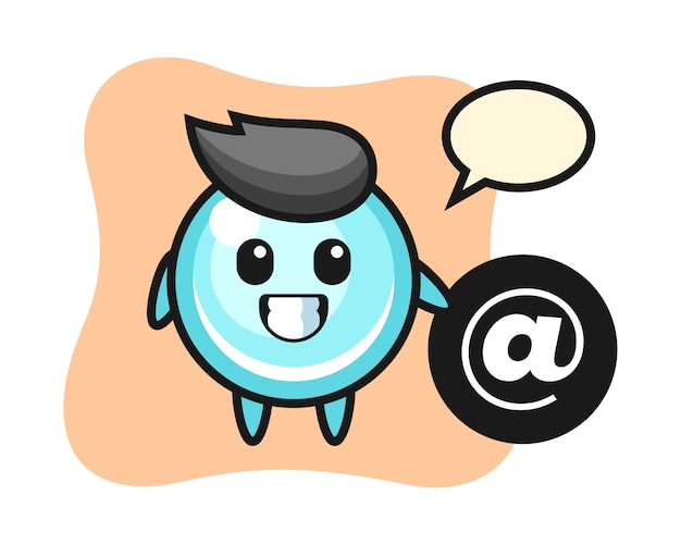 Ilustración de dibujos animados de pie de burbuja junto al símbolo At, diseño de estilo lindo