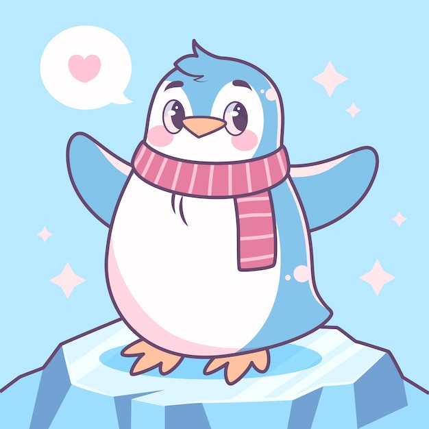 Ilustración de dibujos animados de pingüinos dibujados a mano