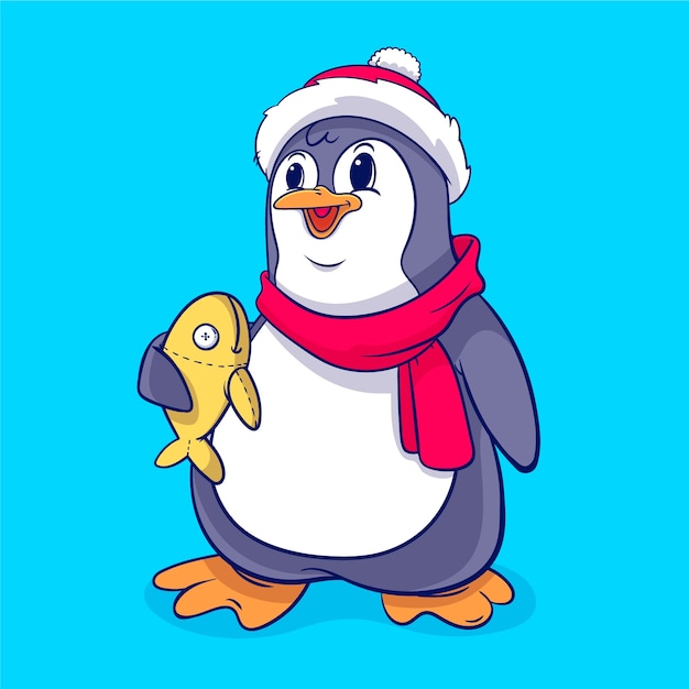 Ilustración de dibujos animados de pingüinos dibujados a mano