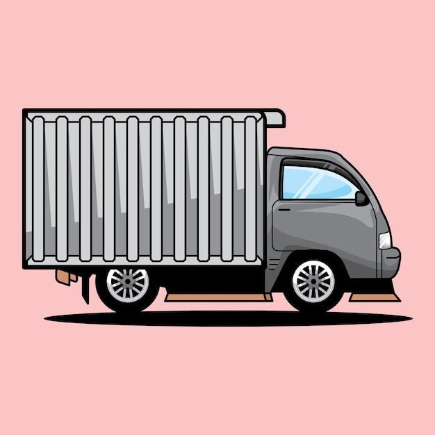 Ilustración de dibujos animados plana de caja de coche contenedor más lindo en vector