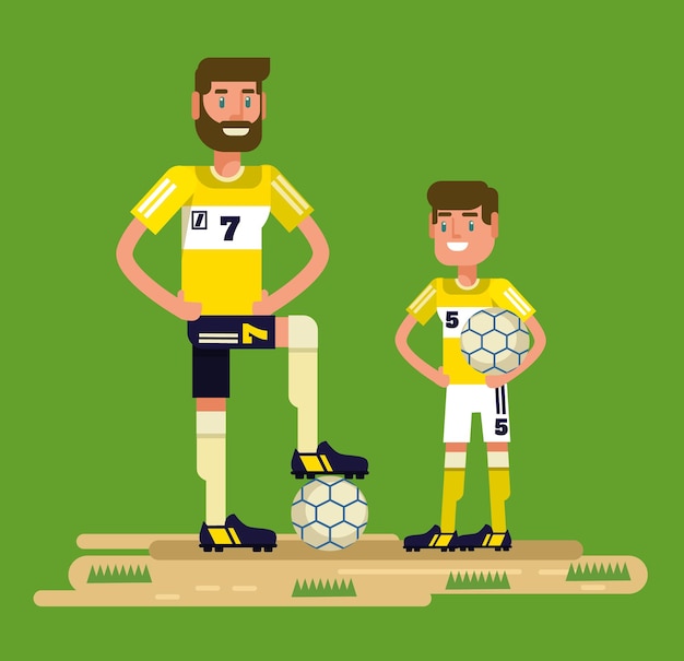 Vector ilustración de dibujos animados plana de jugadores de fútbol