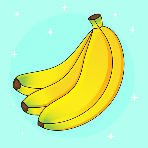 Ilustración de dibujos animados de un plátano amarillo