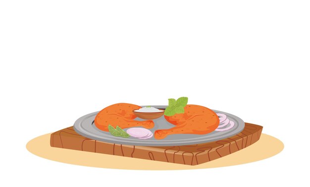 Ilustración de dibujos animados de pollo tandoori