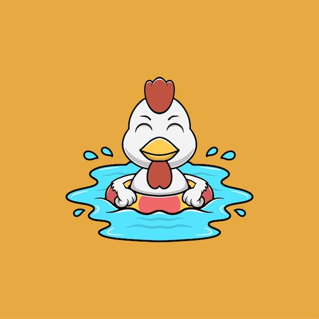 Ilustración de dibujos animados de pollos que nadan