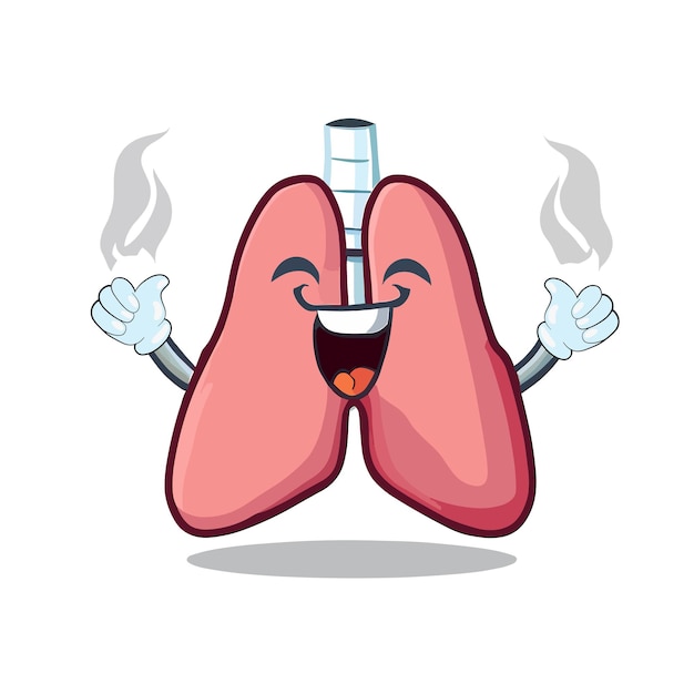 Vector ilustración de dibujos animados de pulmones con aire saliendo de él pulmones alegres felices