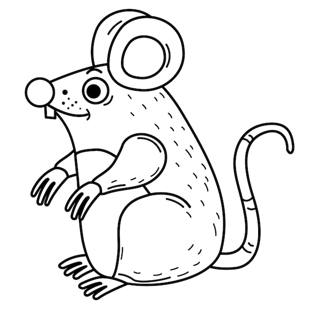 Ilustración de dibujos animados de ratas bonitas contorno blanco en el vector de fondo