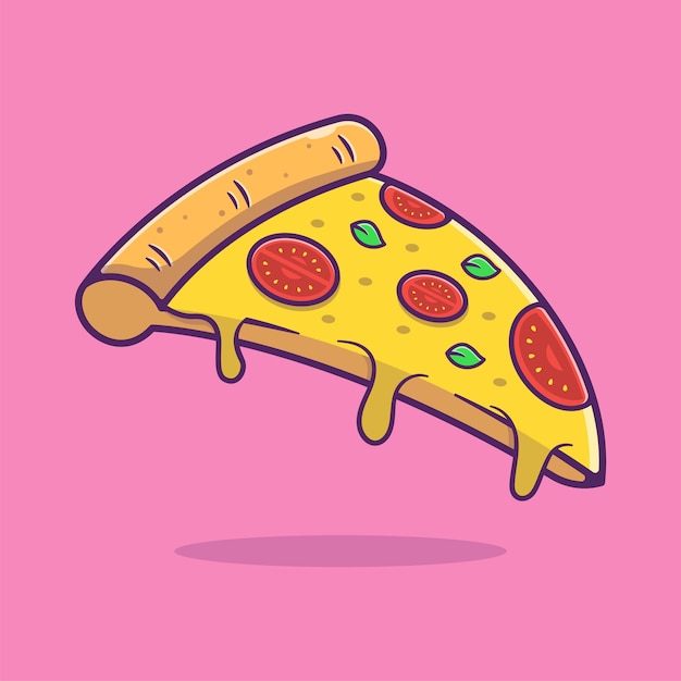 Ilustración de dibujos animados de rebanada de pizza. Comida rápida