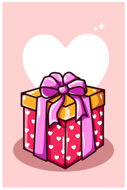 Vector ilustración de dibujos animados de regalo de san valentín