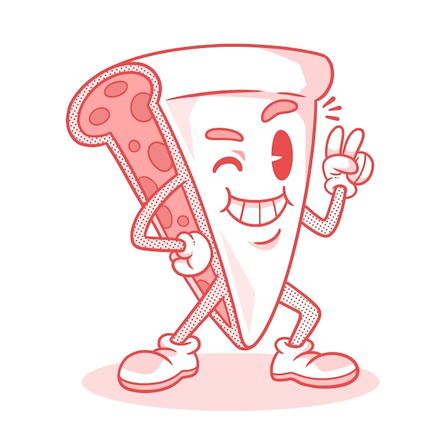 Ilustración de dibujos animados retro en monocolor dibujada a mano.