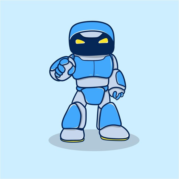 Vector ilustración de dibujos animados de un robot azul amistoso