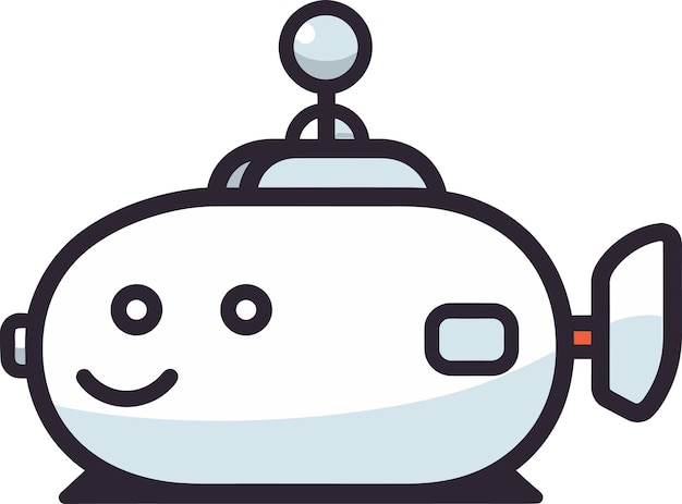 una ilustración de dibujos animados de un robot blanco con una flecha roja en él