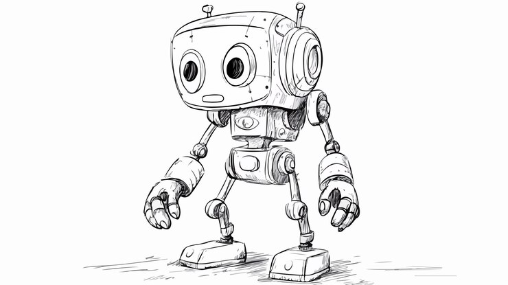 Ilustración de dibujos animados de robots futuristas
