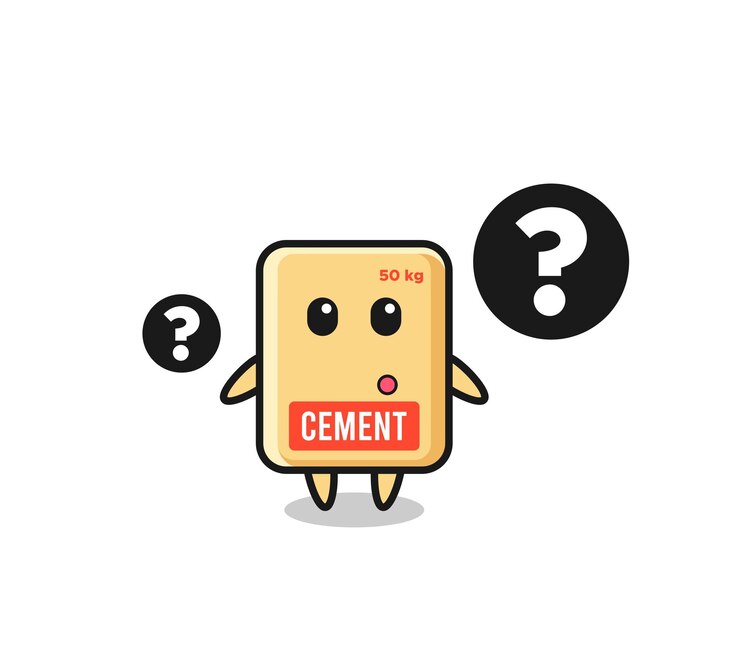Vector ilustración de dibujos animados de saco de cemento con el lindo diseño de signo de interrogación