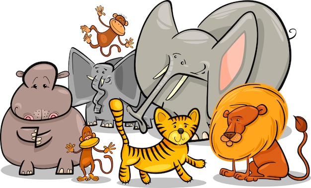 Ilustración de dibujos animados de safari africano animales salvajes