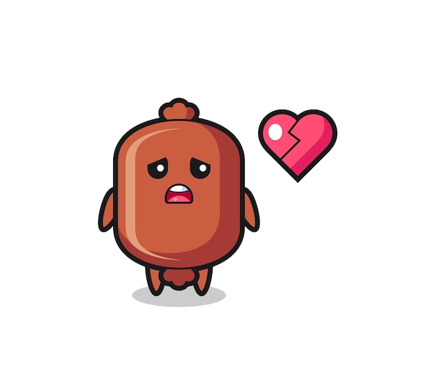 La ilustración de dibujos animados de salchicha tiene el corazón roto