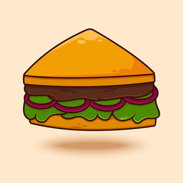 Ilustración de dibujos animados de sándwich de carne de vector