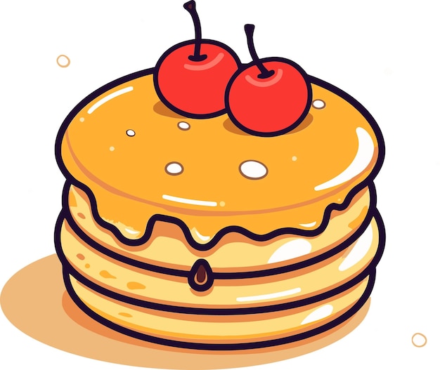 una ilustración de dibujos animados de un sándwich de desayuno con cerezas en él