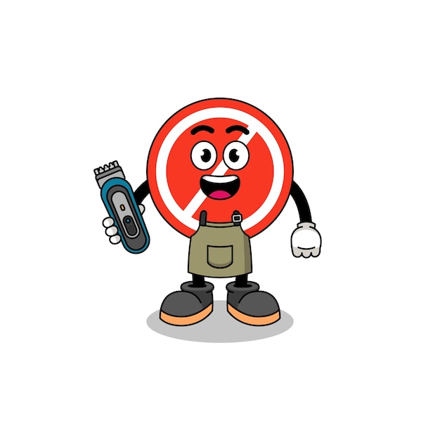 Ilustración de dibujos animados de la señal de stop como un diseño de personajes de barbero