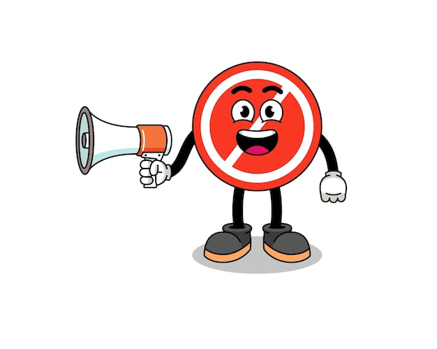 Ilustración de dibujos animados de señal de stop con diseño de personajes de megáfono
