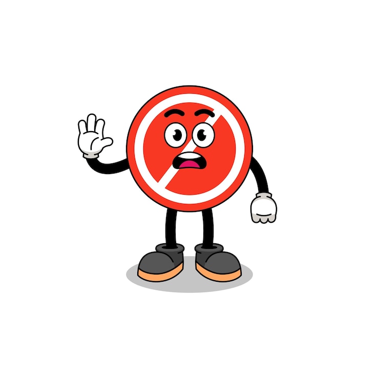Vector ilustración de dibujos animados de señal de stop haciendo diseño de personajes de mano de parada