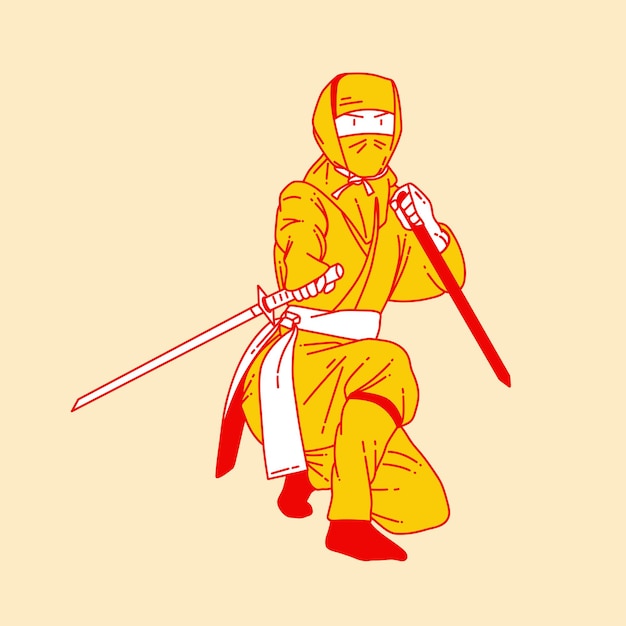 Ilustración de dibujos animados sencillos de un ninja 5