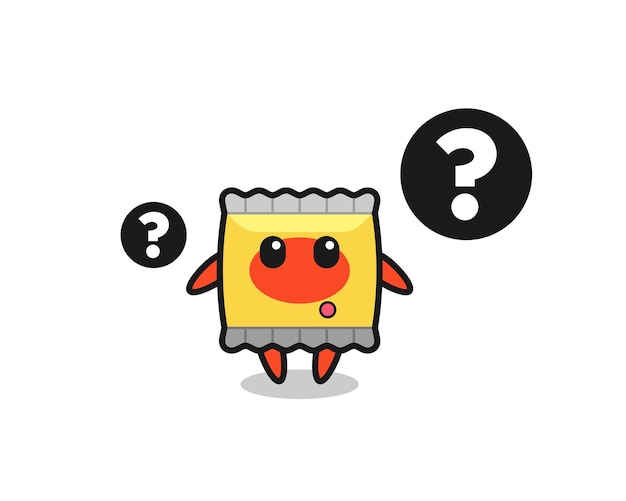 Ilustración de dibujos animados de snack con el signo de interrogación