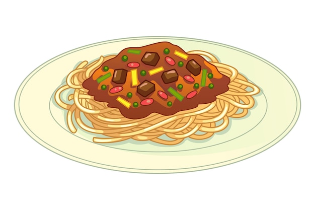 Ilustración de dibujos animados de Spaghetti Bolognese