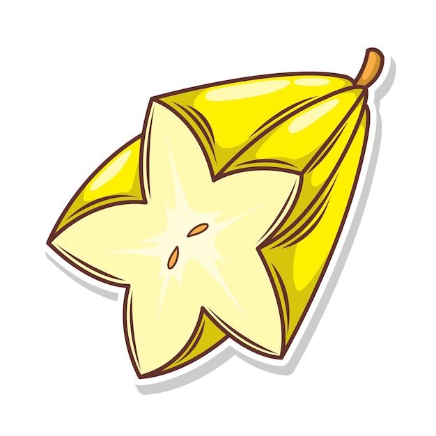 Vector ilustración de dibujos animados de starfruit dibujada a mano