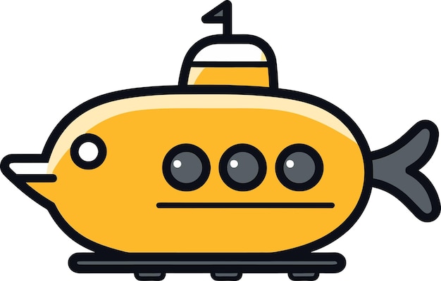una ilustración de dibujos animados de un submarino amarillo con ojos y ojos