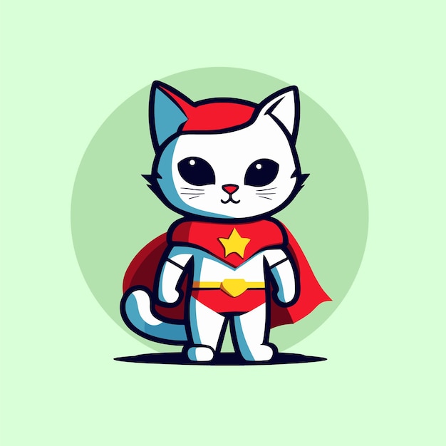 Vector ilustración de dibujos animados de superhéroes de gatos vectoriales gratuitos