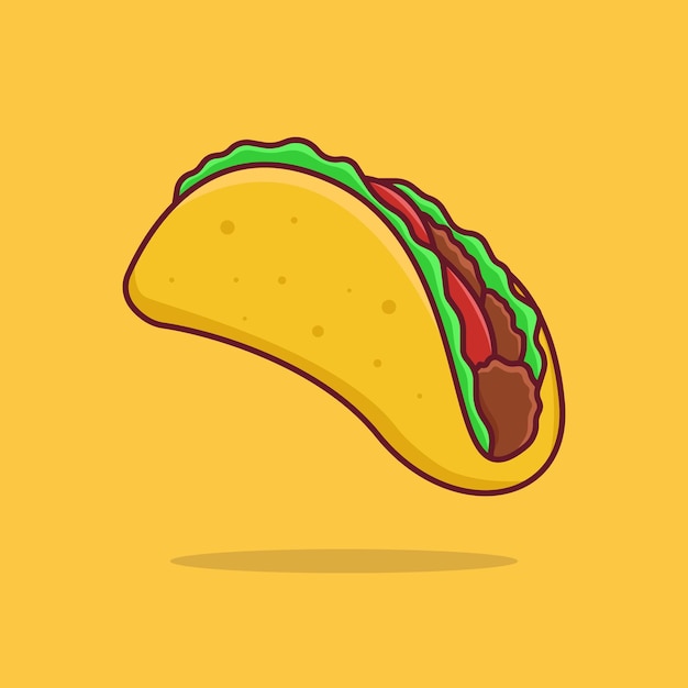 Ilustración de dibujos animados de taco de icono de vector libre
