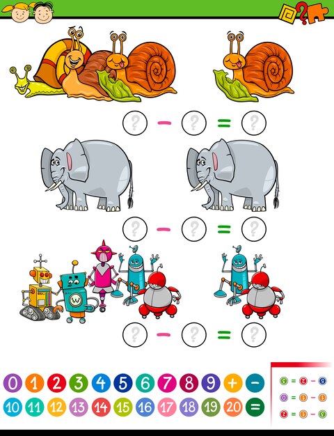 Ilustración de dibujos animados de tarea matemática
