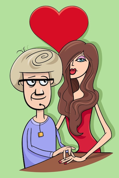Ilustración de dibujos animados de tarjetas de felicitación del día de San Valentín con pareja enamorada