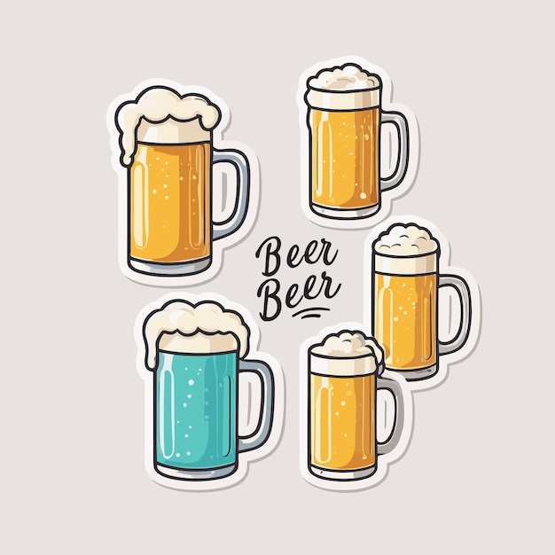 Ilustración de dibujos animados de tazas de cerveza