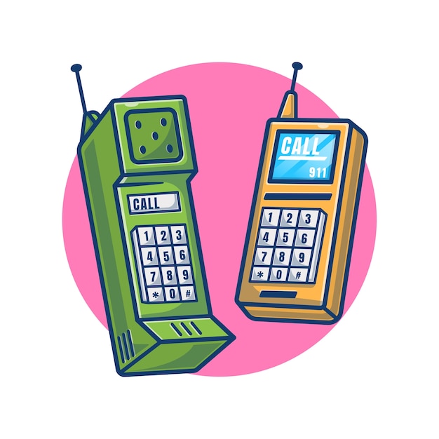 Ilustración de dibujos animados de teléfono vintage estilo de dibujos animados plano | Vector Premium Ilustración de dibujos animados de teléfono vintage estilo de dibujos animados plano | Vector Premium