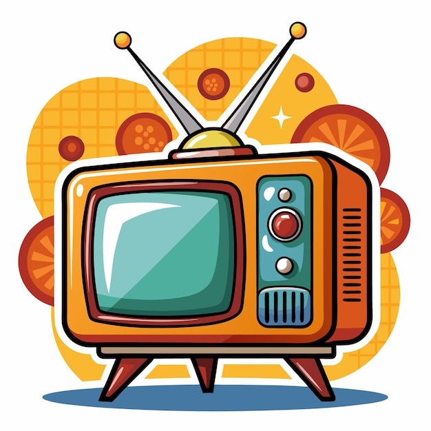 Una ilustración de dibujos animados de un televisor antiguo con antenas