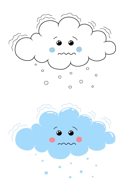 Ilustración de dibujos animados de tiempo de nube de nieve dos opciones