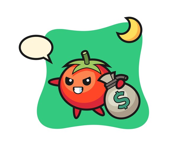 Ilustración de dibujos animados de tomates es robado el dinero
