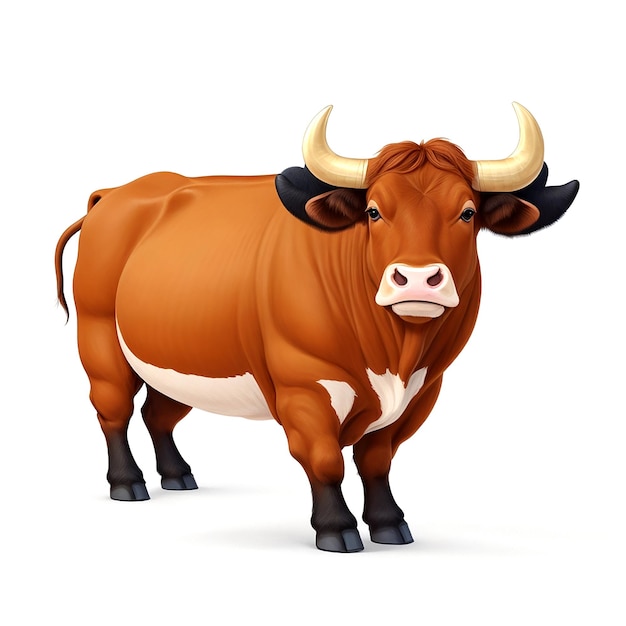 Vector ilustración de dibujos animados de toro aislada en fondo blanco vista superior ai_generated