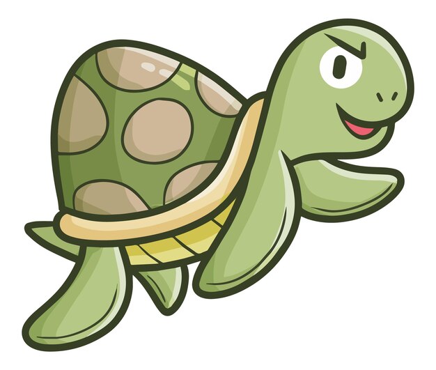 Vector ilustración de dibujos animados de tortugas verdes que nadan