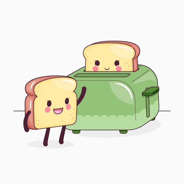 Vector ilustración de dibujos animados de tostadas dibujadas a mano