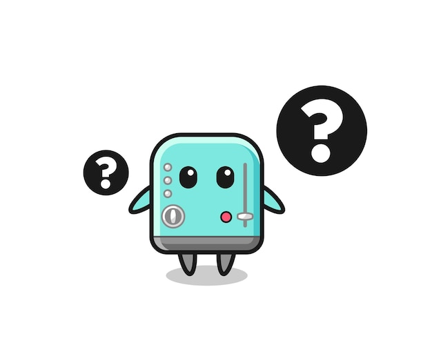 Ilustración de dibujos animados de tostadora con el signo de interrogación