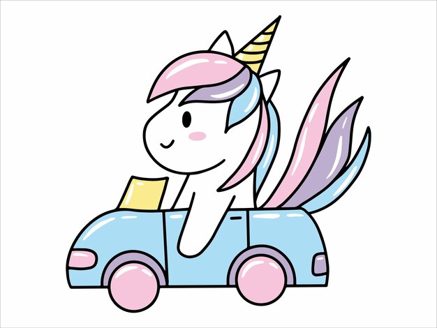 Vector ilustración de dibujos animados de unicornio arco iris