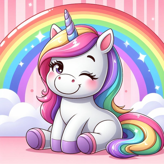 Vector ilustración de dibujos animados de unicornio vector